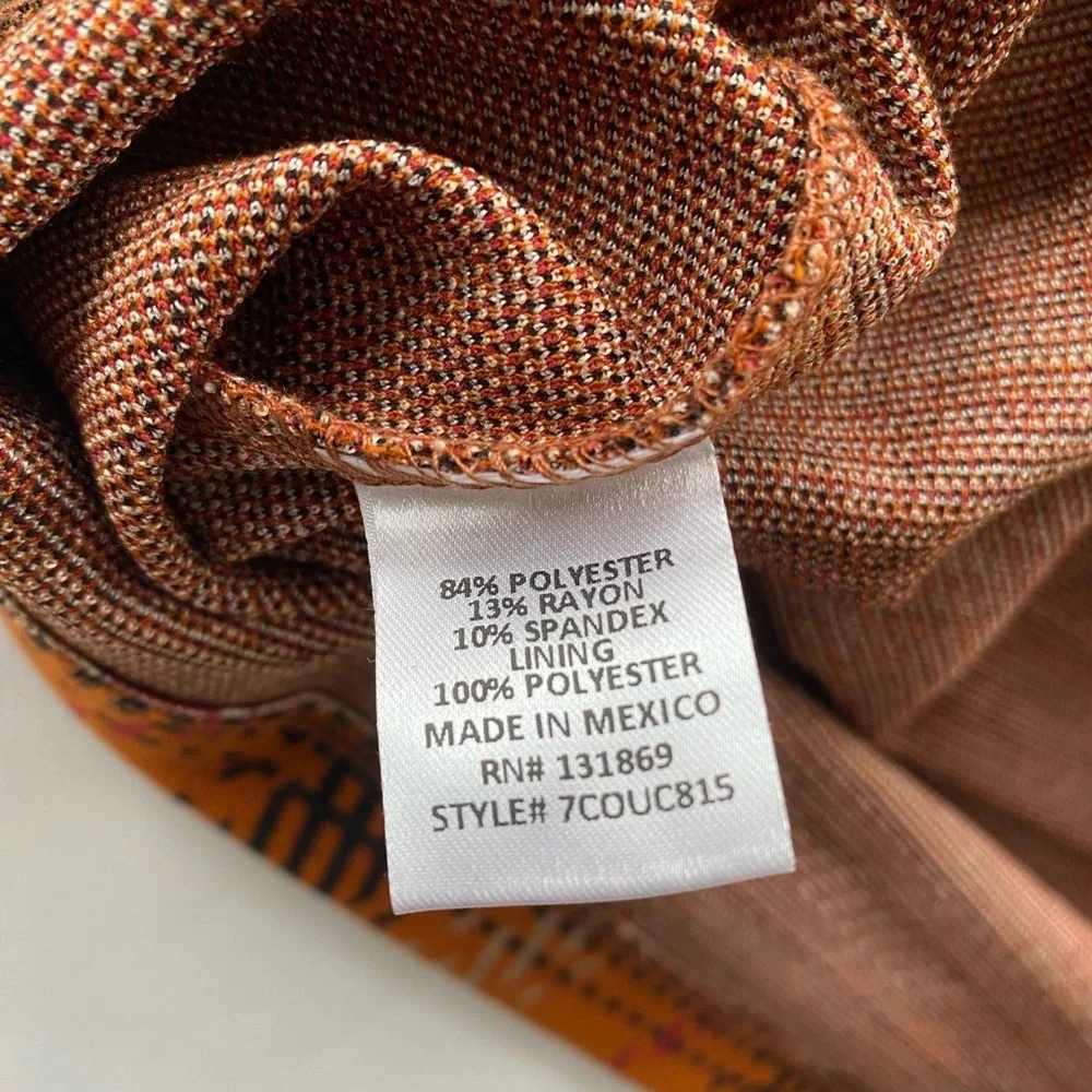 NEW- Size L Womens Honey & Sparkle Strapped Dress - Zip Front- Rust Orange Plaid - Picture 9 of 9